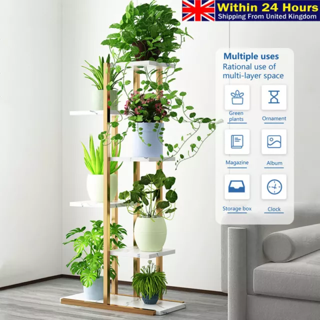 6 Tier Metal Plant Stand Indoor Outdoor Garden Flower Pot Shelf Display Rack