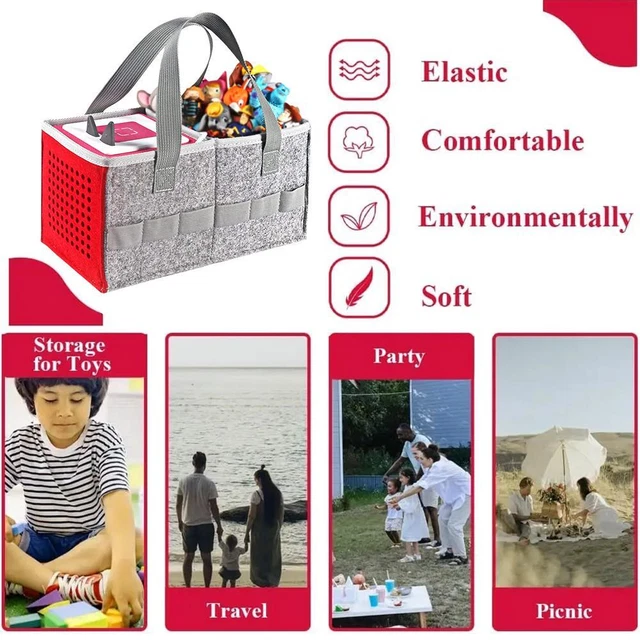 Baby Diaper Organizer Storage Bag Caddy Felt Changing Bag Carrier Kids V5C3