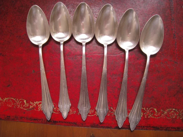 Set Of  Quality  6 Silver Plated Desert Spoons 7"