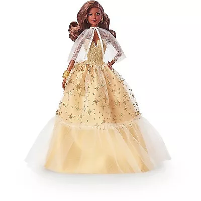 Barbie 13" Signature 2023 Holiday Collector Doll with Golden Gown and Dark