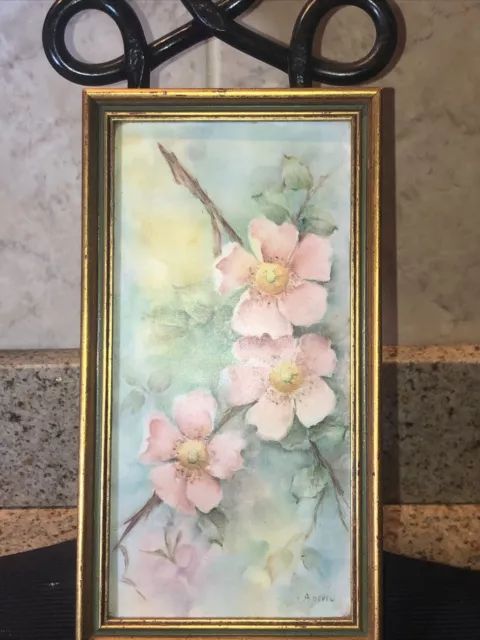 Vintage Mid-State Pottery Tile Framed Hand Painted Artist Signed