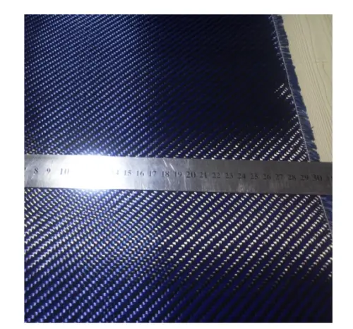 Blue Aramid 1100D 3K Carbon Fiber Mix Cloth 200gsm Twill 20"/50cm Hybrid Fabric