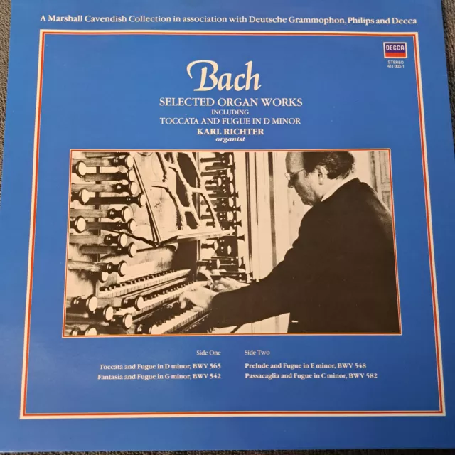Bach / Karl Richter Selected Organ Works UK LP Album 1984 411003-1 Decca EX- 2