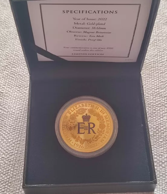 1926-2022 Queen Elizabeth II Commemorative Memorial Gold Plated  Medal coin