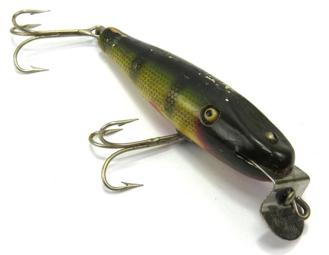 Creek Chub Baby Pikie Minnow Glass Eye Wood Crankbait Vintage Lure - Read
