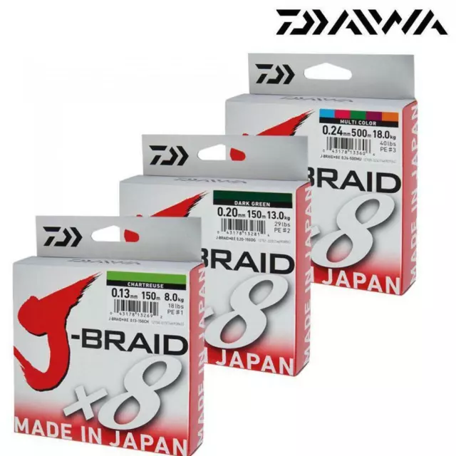 DAIWA J-BRAID X8 FISHING LINE 300m SPOOL ALL COLOURS & BREAKING  STRAINS