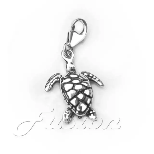 Solid .925 Sterling Silver Turtle Charm Clip-on ADD CHARM TO BRACELET CH34