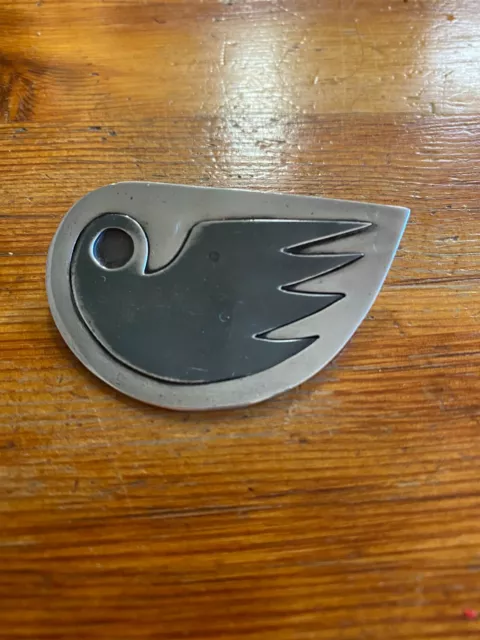 Taxco Mexican Modernist Oxidized Silver Inlay Bird Brooch
