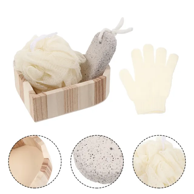 Bath Set Nylon Child Shower Loofahs Sponge Exfoliating Back Scrubber Handle