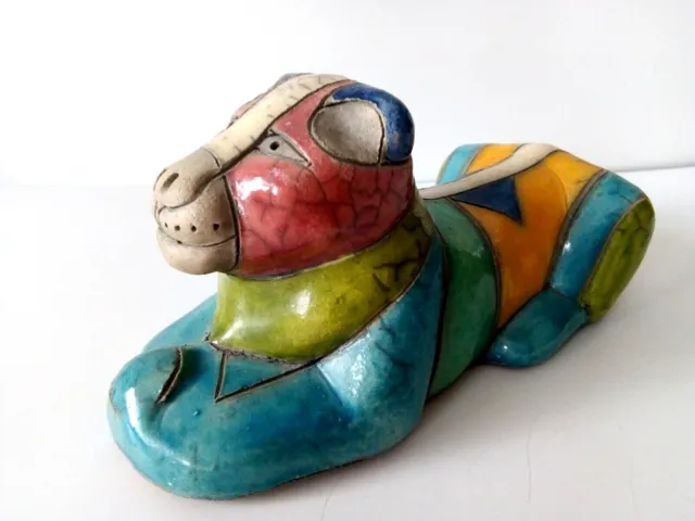 Vintage handgefertigt in Südafrika Keramik Löwe Figur handbemalt Sammlerstück