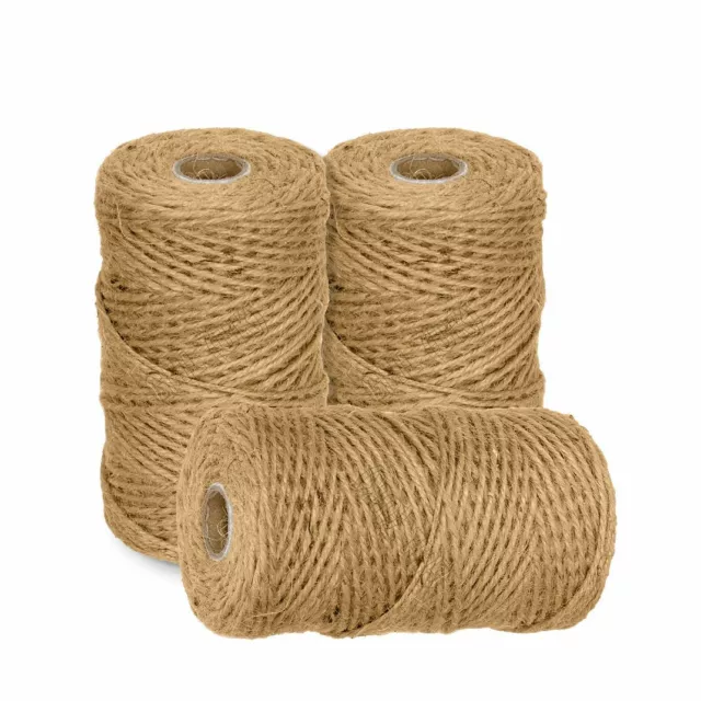 100m-1000m 3 Ply Natural Brown Soft Jute Twine Sisal String Rustic Shabby Cord