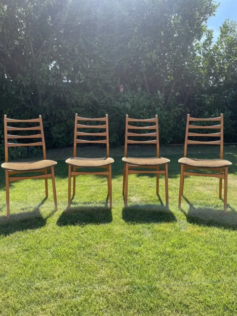 4 Sprossenstühle / Dänisch / Teak / 70er 60er mid-century 60s 70s Vintage Holz