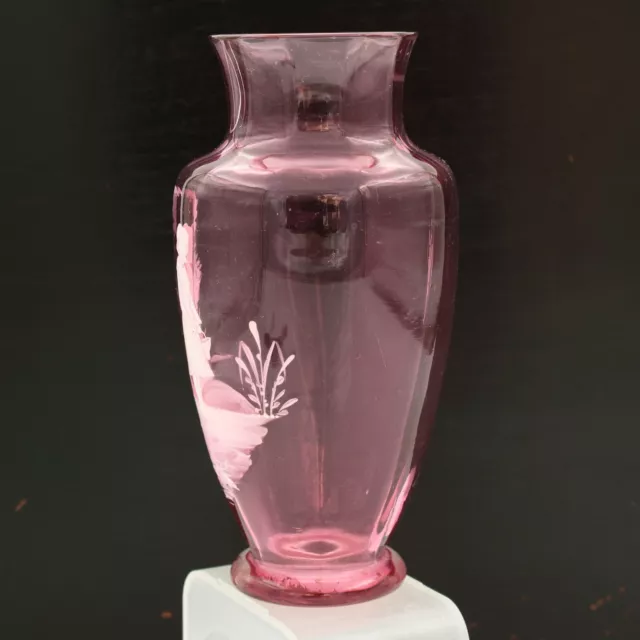 Mary Gregory Style Cranberry Glass Vase Young Girl Decoration 3