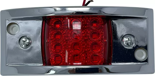 Rectangular 4-4/5inch Armored-Style Clearance Side Marker Light 12 LED Chrome 3