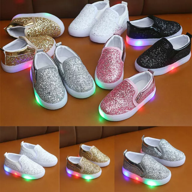 Kids Boys Girls Led Light Up Casual Shoes Luminous Flashing Trainers Sneakers