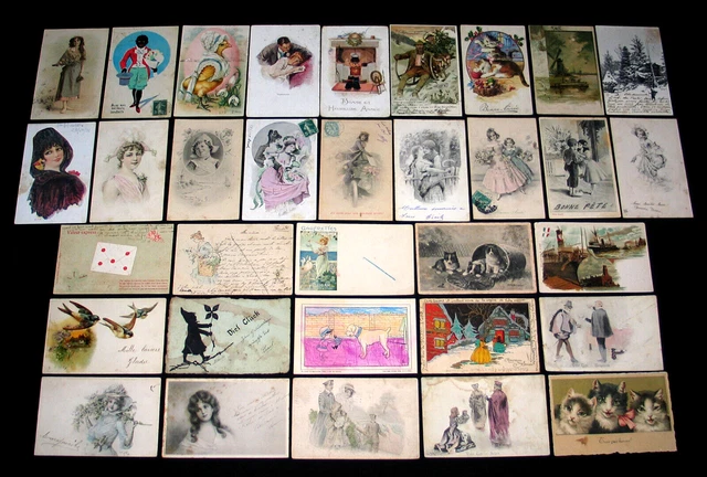 Lot De 3 Cartes Postales Anciennes Art Nouveau - Illustrations De Femmes