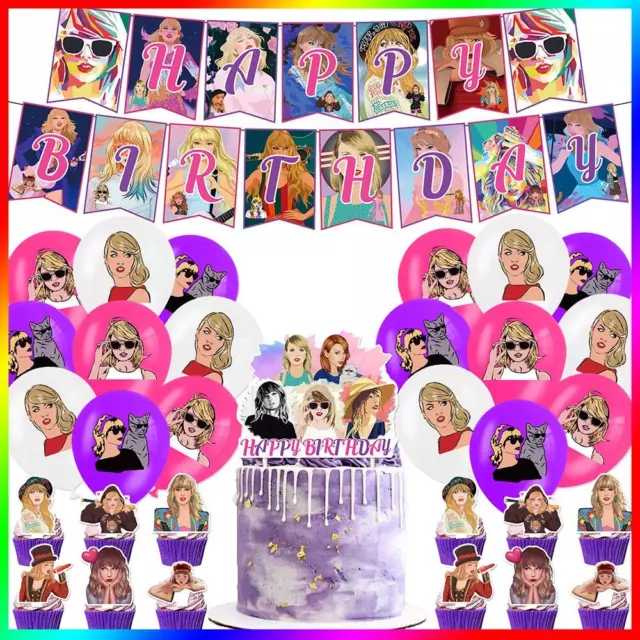 Für Partydekorationen Taylor Swift Singer's A Banner Balloon Cake Topper Set 32x