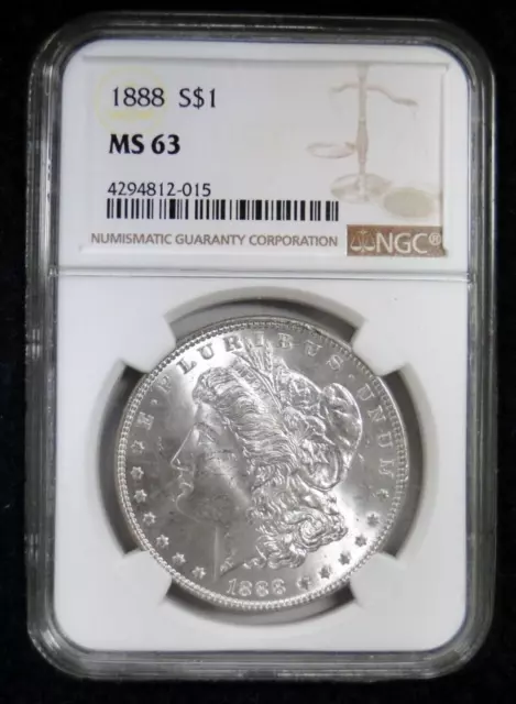1888 Morgan Silver Dollar Ngc Ms63 Bright White & Flashy