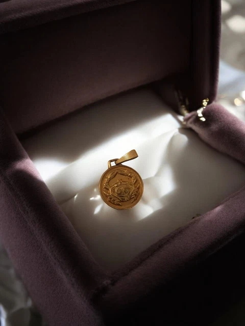 Pendentif Vintage Plaqué Or Avec Pierre Bleue - Ancien, Bon état, Bijou Rétro