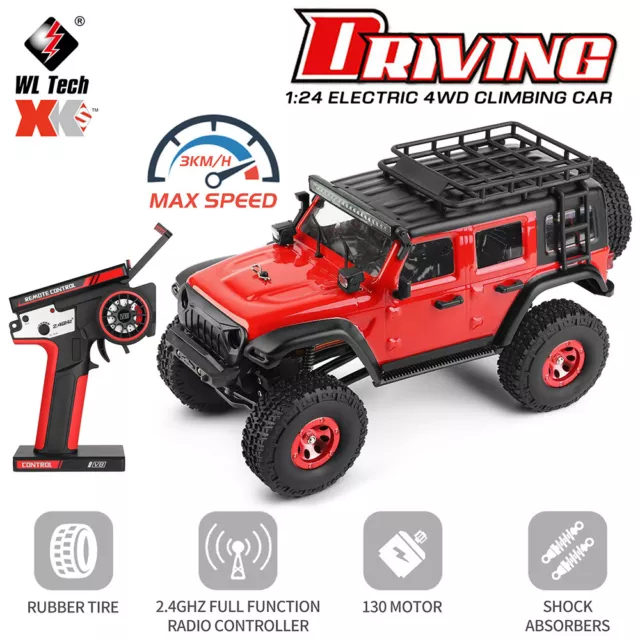 1/24 Scale RC Crawler Wltoys XK 2428 4WD Car 2.4G Off-Road RTR w/ LED Headlight