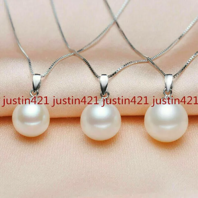 3 Pcs Natural 12mm White South Sea Shell Pearl Pendant Round Gemstone Necklace