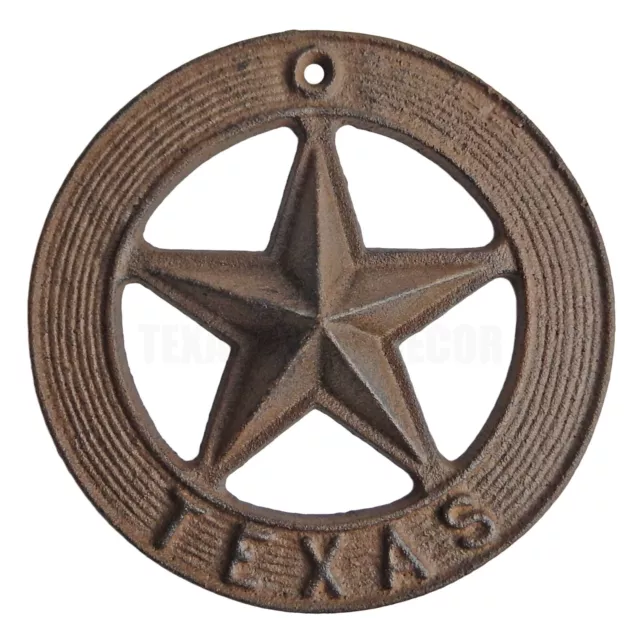 Cast Iron Texas Barn Star With Circle Heavy Duty Rustic Western Wall Decor 7.5"