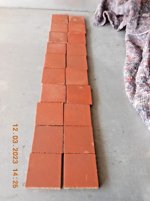 20  reclaimed antique Victorian quarry floor tiles red terracotta  *