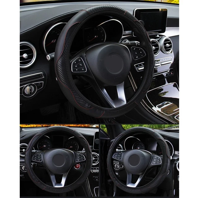 Universal Fit 37 38 cm coprivolante auto in fibra di carbonio pelle nero