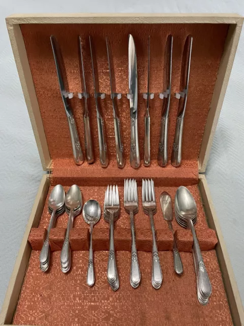 vintage 1847 rogers bros silverplate set Adoration over 44 pieces Includes Box