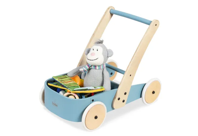 Chariot De Marche Fiete Bleu Trotteur Motricité Eveil Enfants