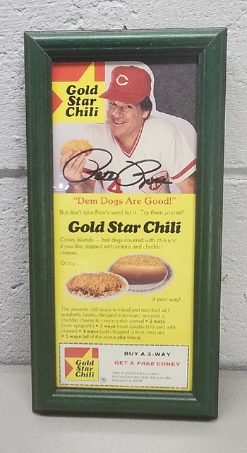 1989 Pete Rose Autographed Cincinnati Reds Gold Star Chili Ad Coupon Baseball