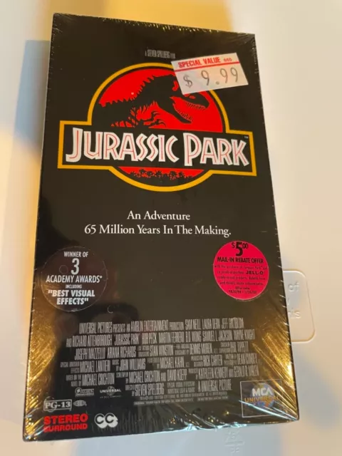 Jurassic Park Movie VHS New Factory Sealed w/ MCA Universal Home Vídeo Watermark