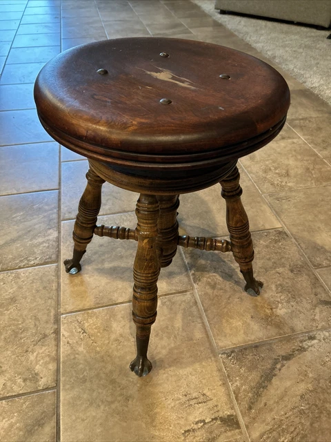Antique Piano Stool Claw Foot Glass Ball Feet Antique Piano Stool Claw Foot Glass Ball Feet