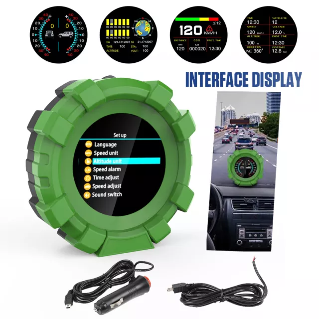 Car HUD Digital GPS Inclinometer Multifunction Speedometer Slope Meter Offroad