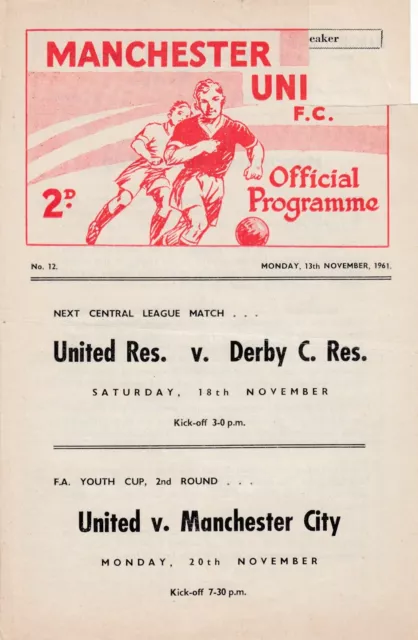 Manchester United Res V Bolton 13/11/1961 Manchester Senior Cup - Bobby Charlton