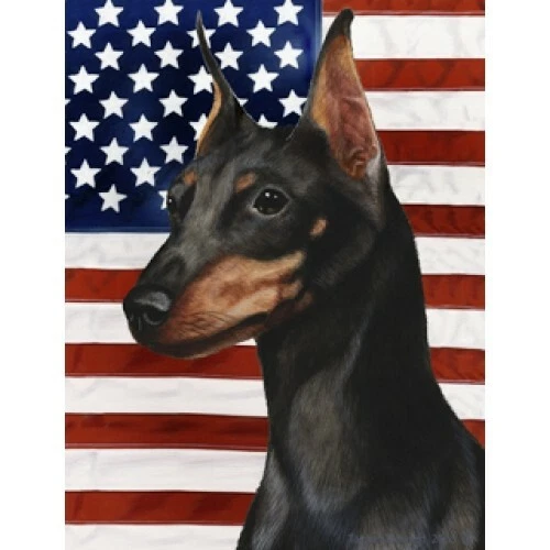 Patriotic (D2) House Flag - Black and Tan Miniature Pinscher 32222
