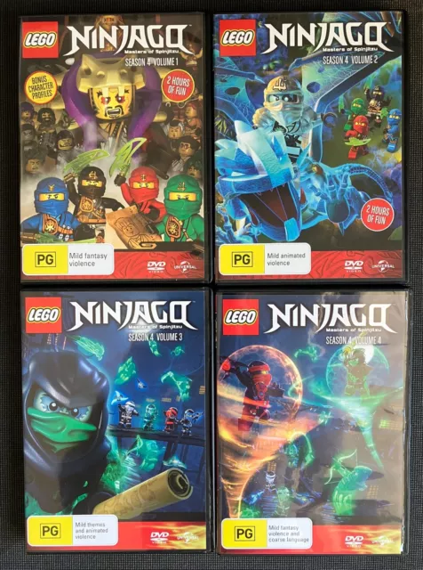 Lego Ninjago DVDs - Complete Season 4 & Season 3 Volume 1 - As New