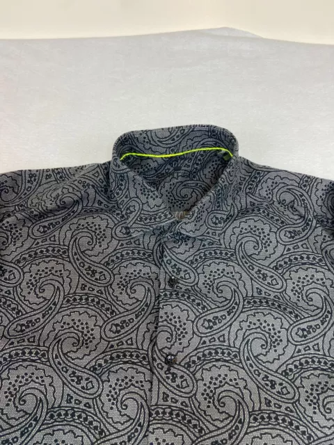 Bertigo Shirt Mens 3XL Black Gray Paisley Long Sleeve Button Down Euro 7 Good 2