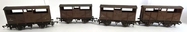 Wrenn Ltd  four cattle wagons 00 gauge.  All wagons have been weathered.