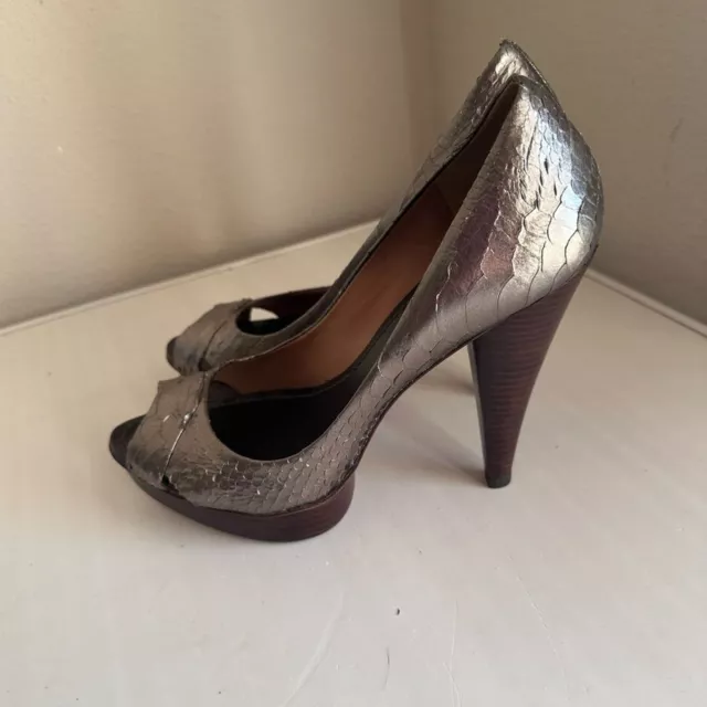 BCBG Maxazria Leather Snake Skin Peep toe Pumps 2