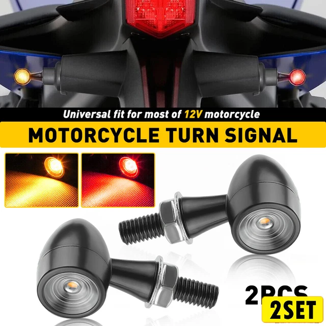 2Set Mini LED Motorcycle Bullet Turn Signals Blinker Light Indicator Amber Lamp