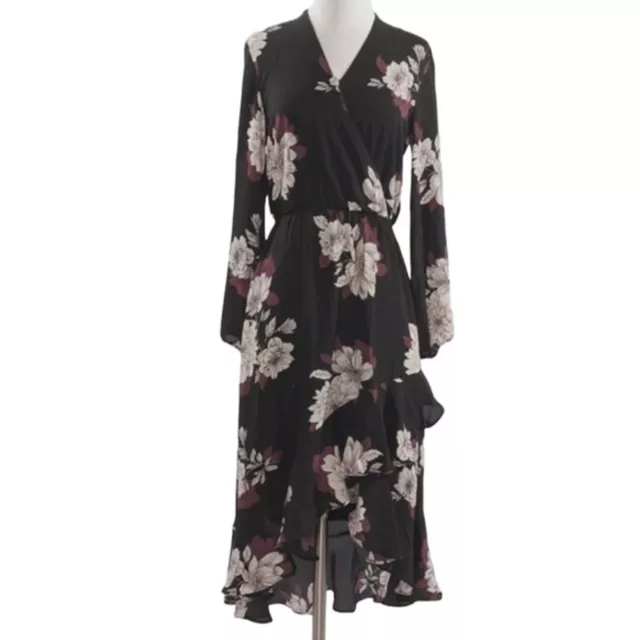 BADGLEY MISCHKA For Le TOTE FLORAL LONG SLEEVE MIDI DRESS SIZE 6 NWOT