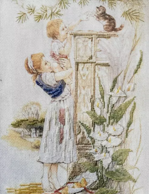 Semco VICTORIAN CHILDREN PLAYING No Count Cross Stitch Kit   **RARE / VINTAGE**