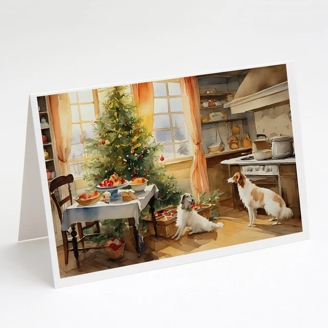 Borzoi Christmas Cookies Greeting Cards and Envelopes Pack of 8 DAC3743GCA7P