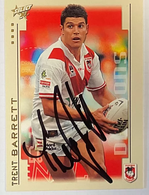 Trent Barrett St George Illawarra Dragons 2003 Select Nrl Xl Signed Card