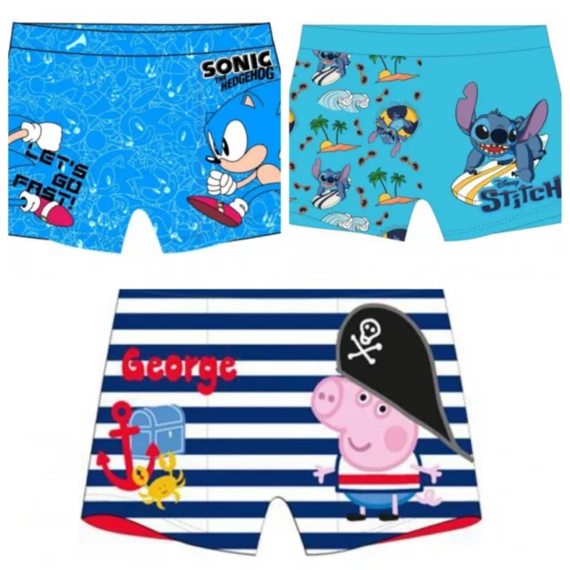 Peppa Wutz Stitch Sonic Jungen Badehose Badeshorts Kinder Schwimmhose 92-128