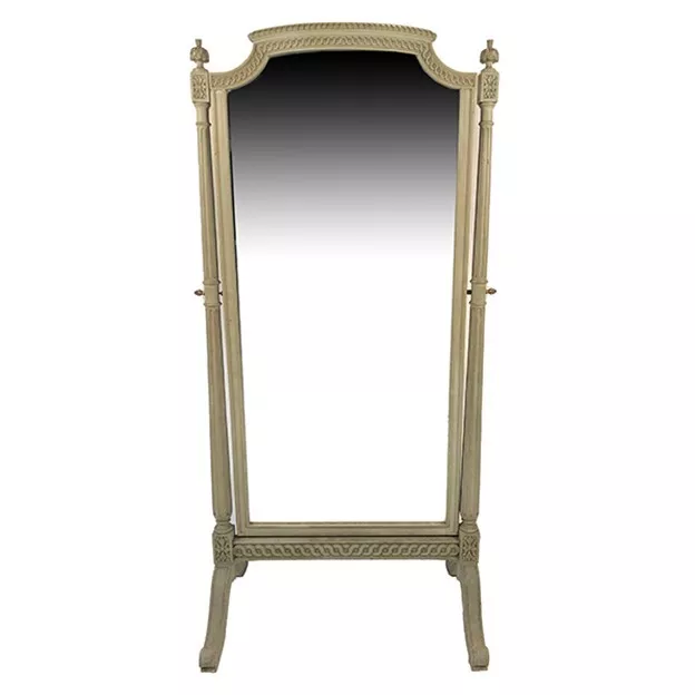 Grand miroir psyché de style Louis XVI en bois laqué gris, vers 1900