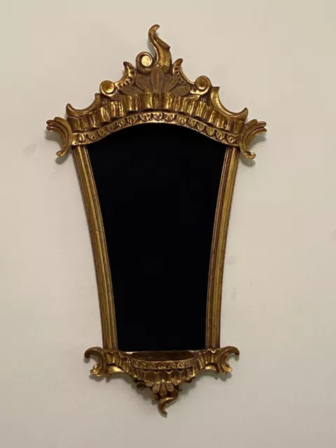 Florentine Gold Gilt Wall Niche Display Shelf Velvet Back Hollywood Regency VTG