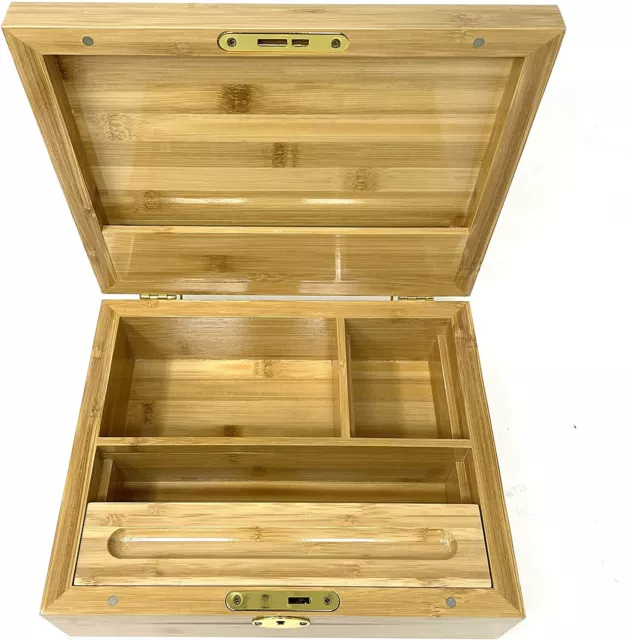 Rigasz Handcrafted Lacquer Bamboo Storage Rolling Box with Lock - Large 3