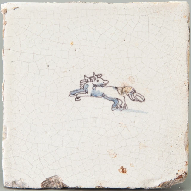 Nice Dutch Delft Blue animal tile, horse,  late 17th. century.